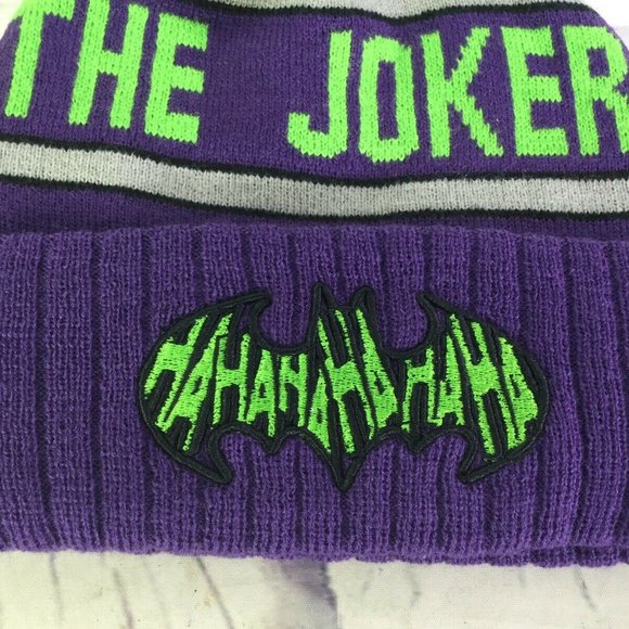 DC Comics The Joker Batman Logo Knit Beanie Hat - Picture 2 of 7